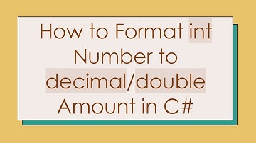 How to Format int Number to decimal/double Amount in C#
