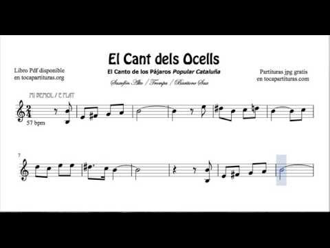 El Cant dels Ocells Video Partitura de Saxofón Alto Trompa Barítono Sax Mi bemol