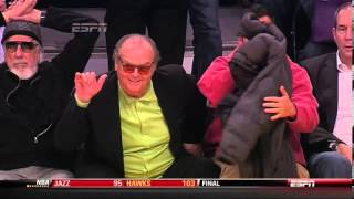 Jack Nicholson and Adam Sandler walk out on Lakers
