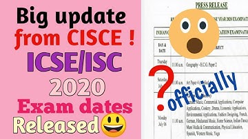 Big update from CISCE 😱ll ICSE/ISC 2020 Timetable released ll good news😃