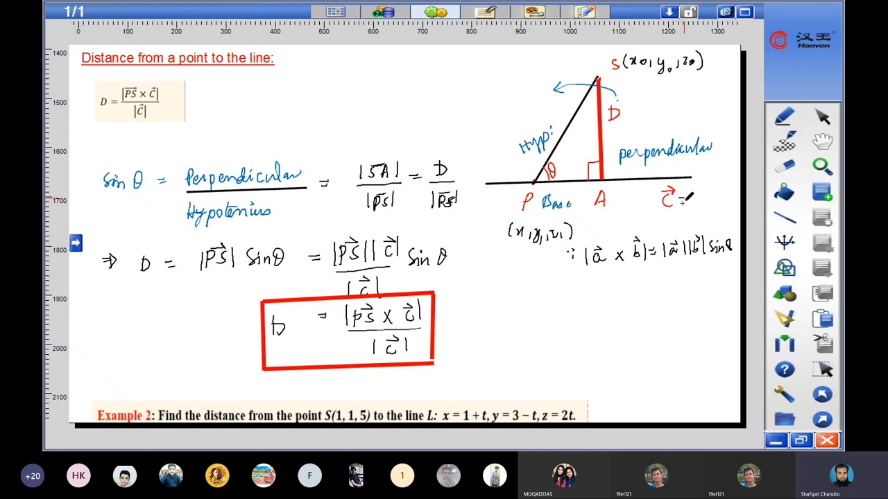 Distance form a point to line in three dimension - YouTube