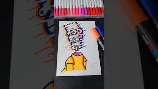 Drawing Bart Simpson with Posca & Brush Marker! Glitch Effect! #shorts