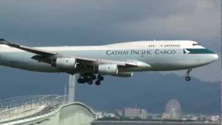 Cathay Pacific Airways Cargo Boeing 747-400Bcf Landing At Kansai International Airport 24L
