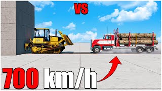 BeamNG Drive | v0.32 | Gavril T-Series With Dummy VS Dozer at 700 km/h | car torture