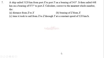 Distance bearing problem: WASSCE NovDec 2017 Question 7