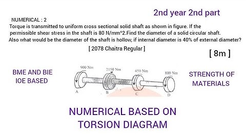 NUMERICAL: 2 || CHAPTER 4 || IOE PAST QUESTIONS || TORSION || SOM || BME & BIE || According to IOE