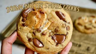 Brown Butter Chocolate Chip S'mores Cookies 🍪 | Baking therapy ✨