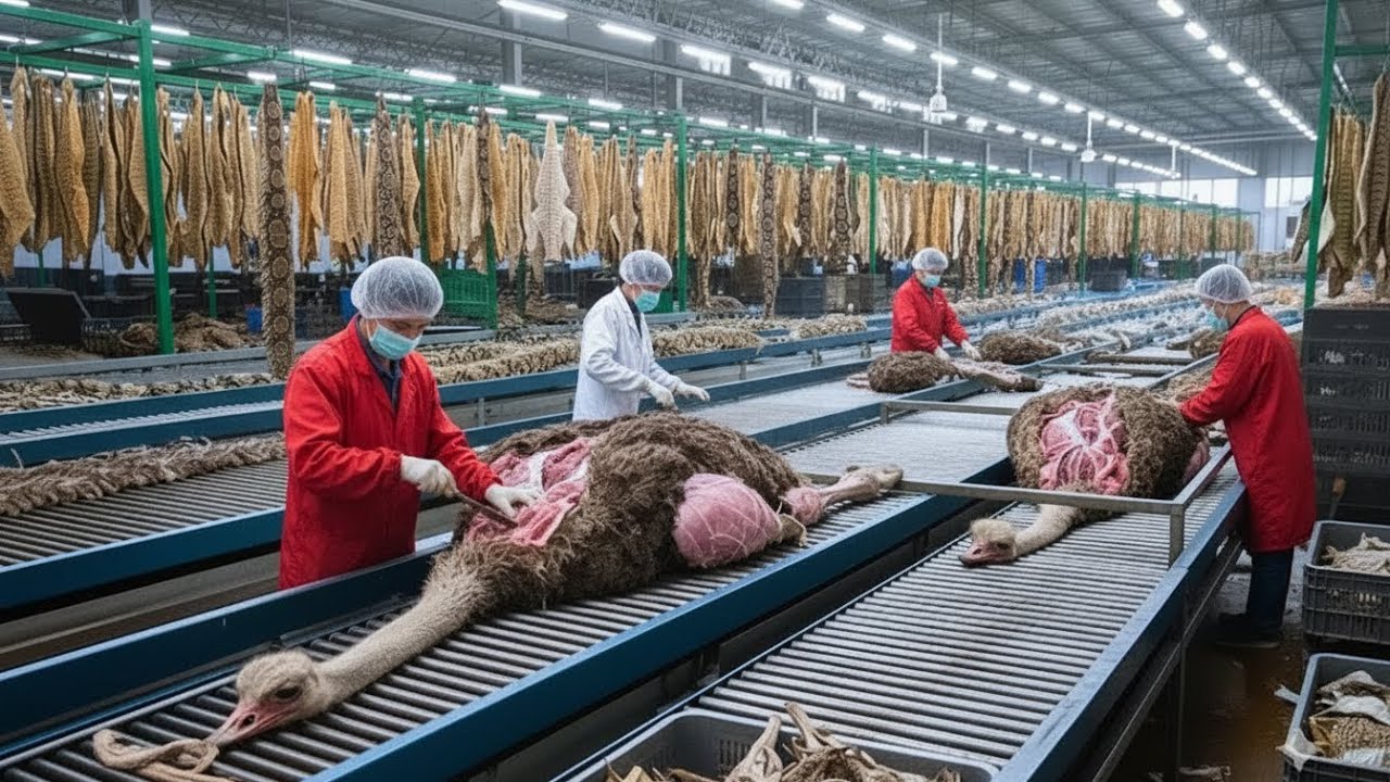 Inside an Ostrich Leather Factory Full Process) Crafting Luxury Goods