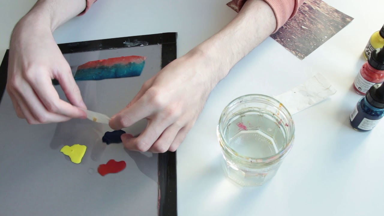 Microprocess: Dip dying paper with acrylic ink