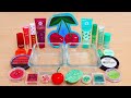 Red cherry vs green  mixing makeup eyeshadow into slime asmr