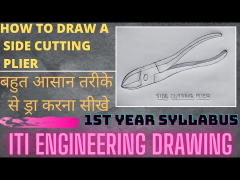 Combination plier drawing How to draw combination plier ITI engineering  drawing  YouTube