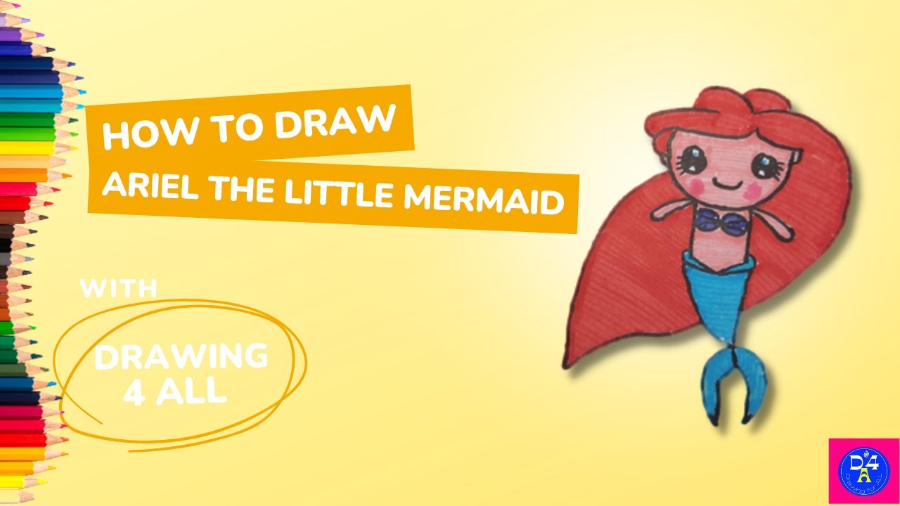 Ariel the little mermaid drawing step by step