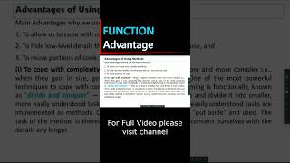 Advantage of Function |  Advantage of Methods