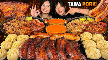 SUBSCRIBER TO FRIEND❤️😱| SPICY TAWA PORK, OCTOPUS RAMYUN🔥& BUFF MOMO | MUKBANG WITH @ShreyasPOV08
