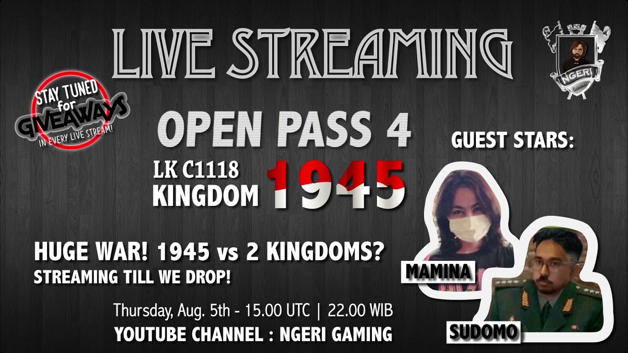 LIVE TONIGHT UTC 15/WIB 22.00 KD 1945 1530 1556 1114/C1118, PASS 4 OPEN & HUGE WAR VS 2 KINGDOMS?
