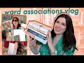 Word associations reading vlog  drinking by my shelf