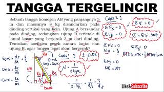 CARA CEPAT DAN CARA KONSEP SOAL TANGGA TERGELINCIR | Kesetimbangan Benda Tegar Fisika SMA Kelas 11