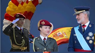 Princess LEONOR wearing Military Uniform joined King Felipe and Queen Letizia for National Day