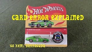 Card Error Hot Wheels 50th Anniversary '68 Hemi Barracuda