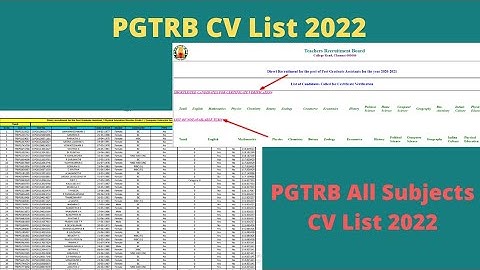 PG TRB CV LIST PUBLISHED 2022 / TRB PRESS NEWS / PG TRB Certificate Verification Lists Released