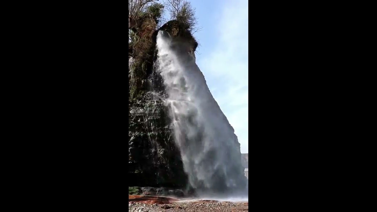 St Audries Waterfall during strong easterlies