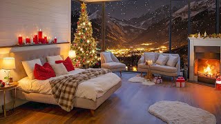 Christmas Vibes ~ Soothing Piano Jazz in Luxury Bedroom  Fireplace Sounds to Sleep Tight, Chill