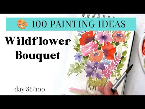 Watercolor Wildflowers Bouquet 🌸 | Easy Loose Floral Tutorial