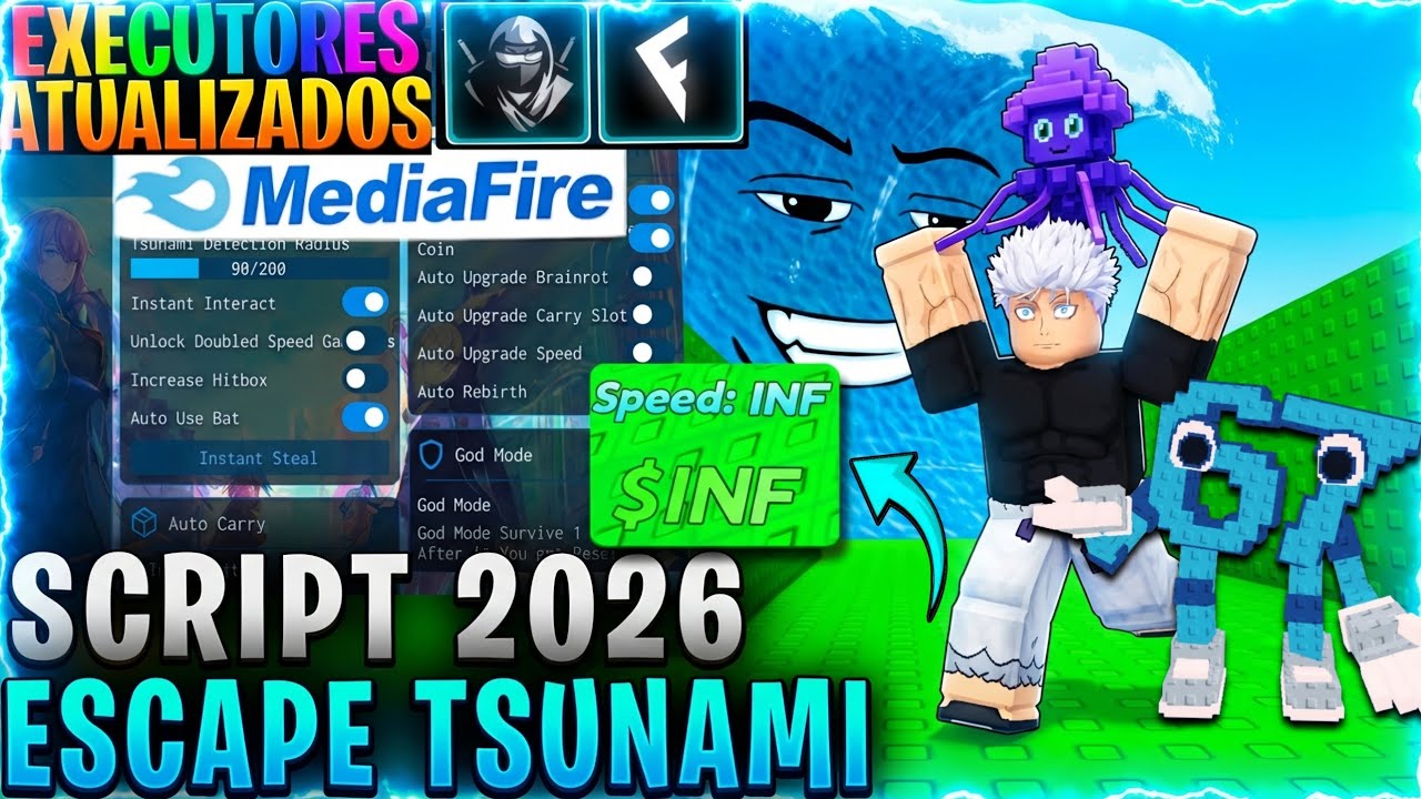 SCRIPT Escape Tsunami for Brainrots (SEM KEY) 2026 🌊 GodMode, Auto Dupe, Remove Tsunami + Teleport