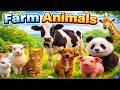 Farm Animals Sounds for Kids 🐄🐐🐎 | Learn Cow, Goat, Horse | Animal Names &amp; Sounds | ABC Panda World
