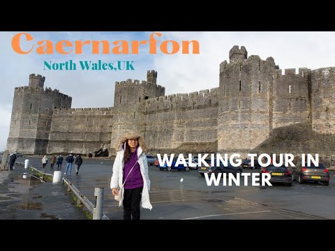 Beautiful Caernarfon North Wales,UK Walking Tour in Winter