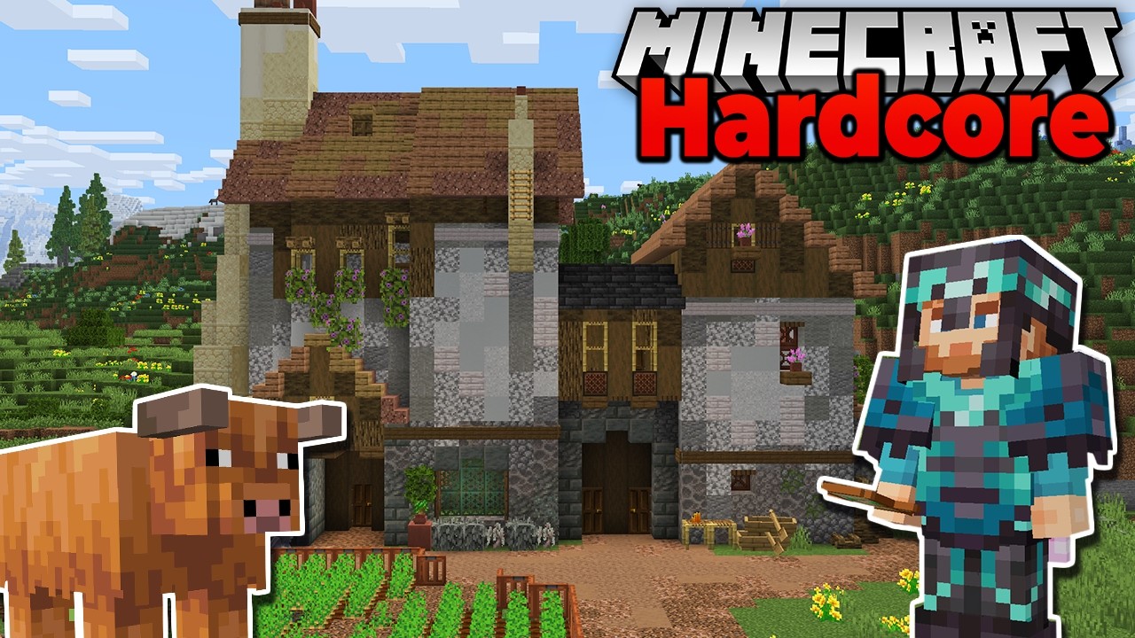 I Built a Woolly Cow Ranch in my Hardcore Minecraft Survival Forever World