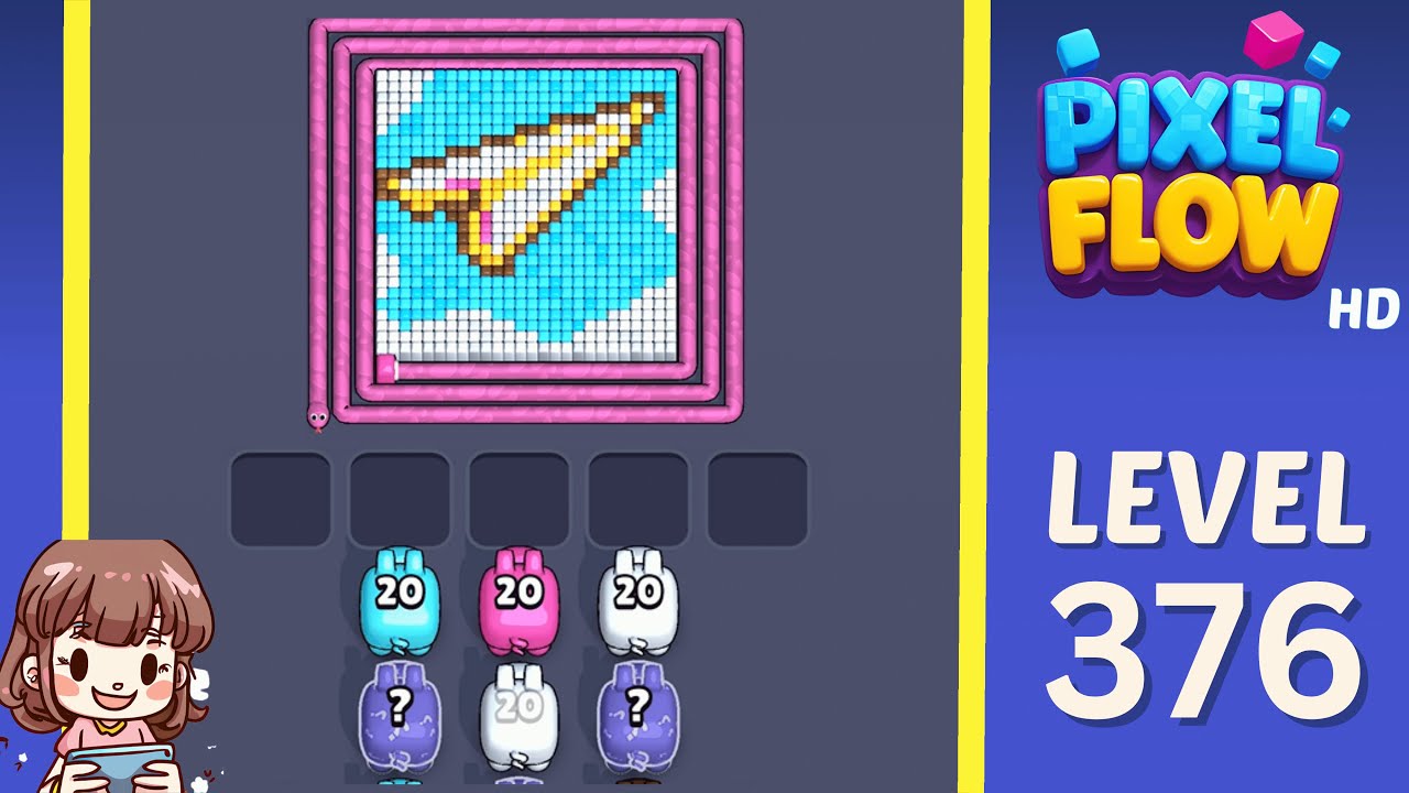 Pixel Flow Level 376 Solution Walkthrough