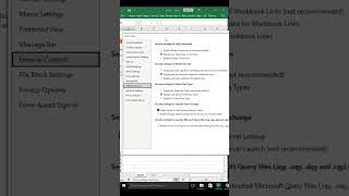 How to change security settings for workbook links in MS Excel