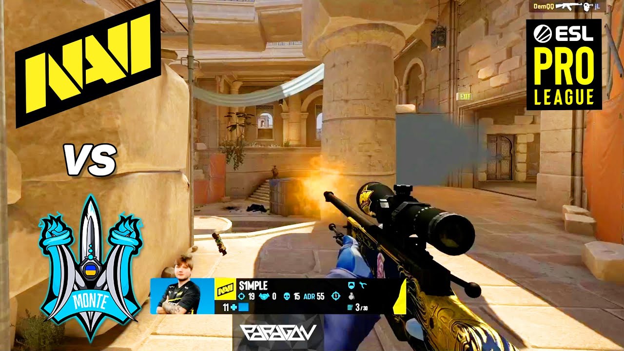 ПОЛУФИНАЛ!! - NAVI vs Monte - ЛУЧШИЕ МОМЕНТЫ - Карта 1 - ESL Pro League | КСГO