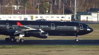 Rare Hifly Airbus A340-300 All Black 9H-Tqm Landing At Berlin Tegel Airport Full Hd