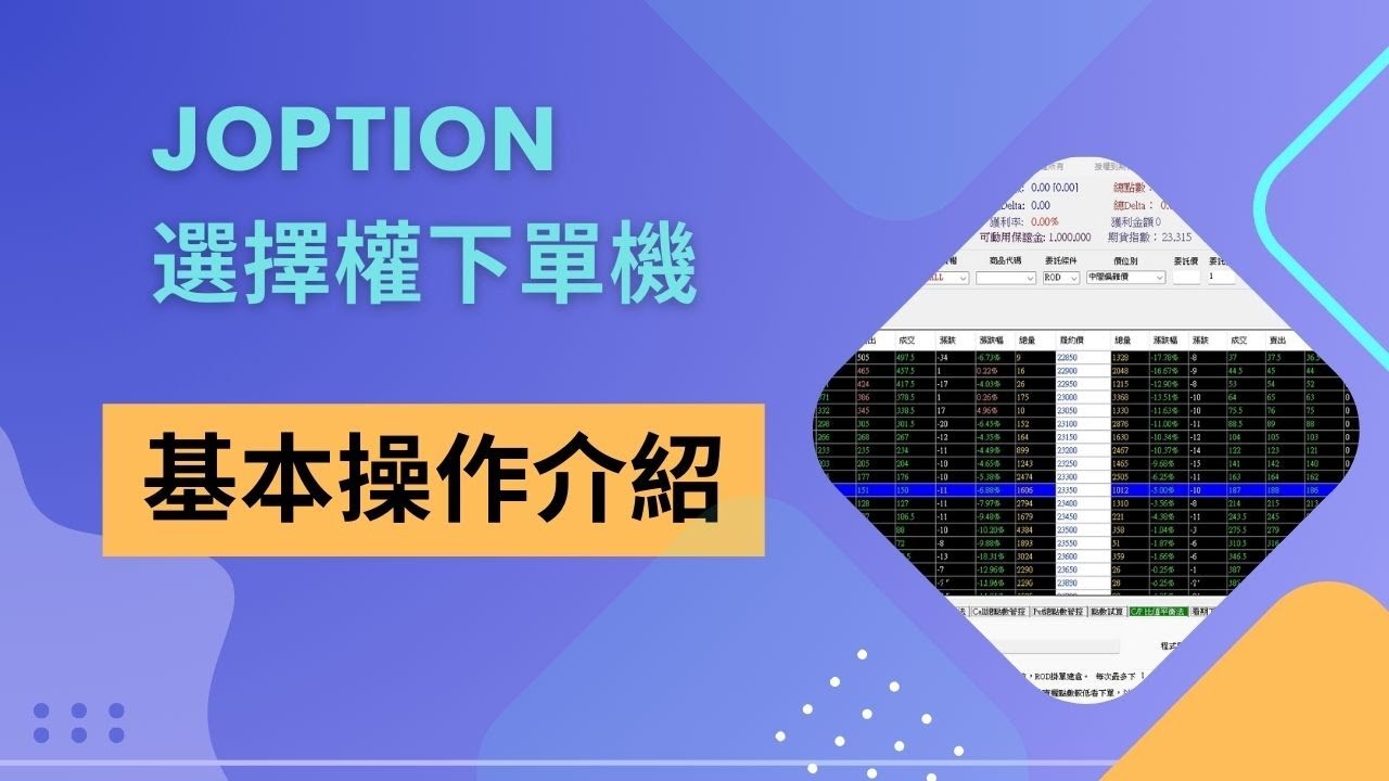Joption選擇權下單機 基本操作介紹 - YouTube