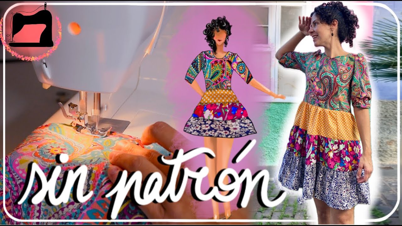 ¡SIN PATRÓN! Vestido bohemio de retales.