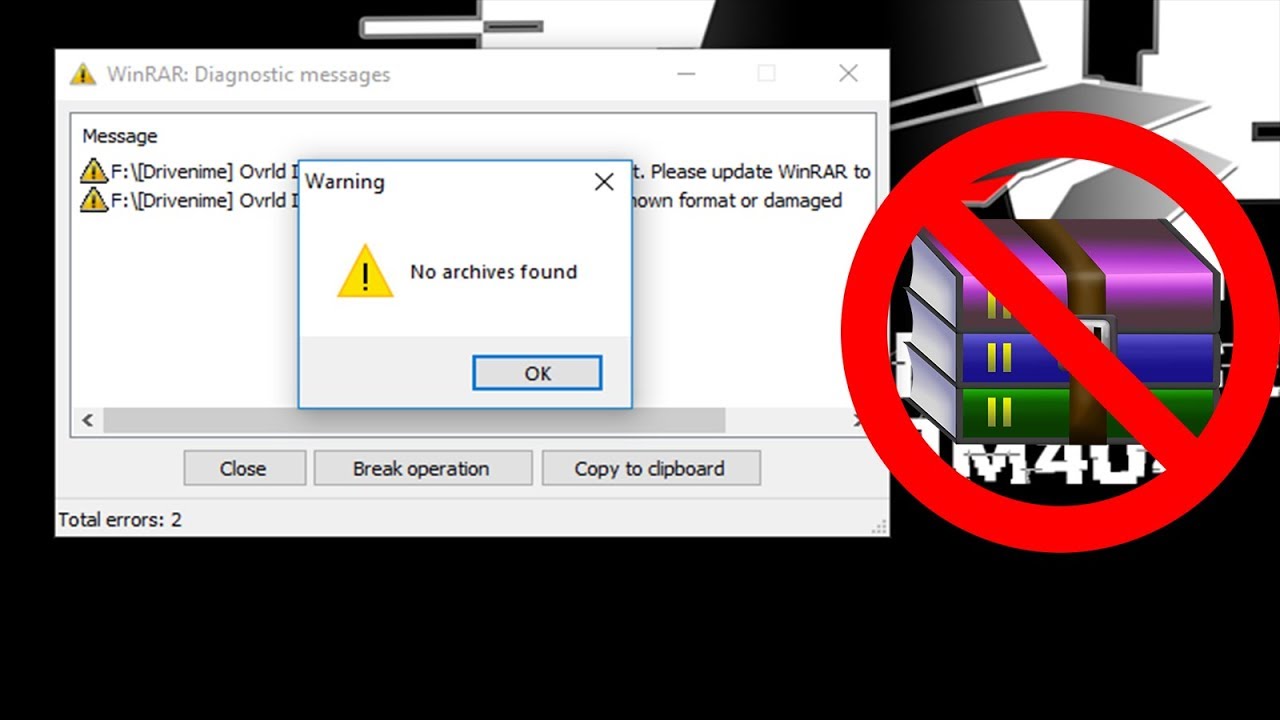 Cara perbaiki error winrar diagnostic messages / tidak dapat di extrack