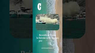 Brivido al Trave, la falesia cede ancora: pioggia di detriti e rocce sulla spiaggia
