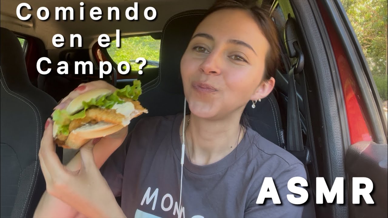 ASMR improvisado COMIENDO en el auto / naturaleza 🌿😴