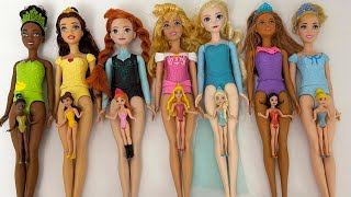 ASMR Most Popular Disney Princess Dolls / lots of colorful rainbow Dresses/unpacking surprise toys
