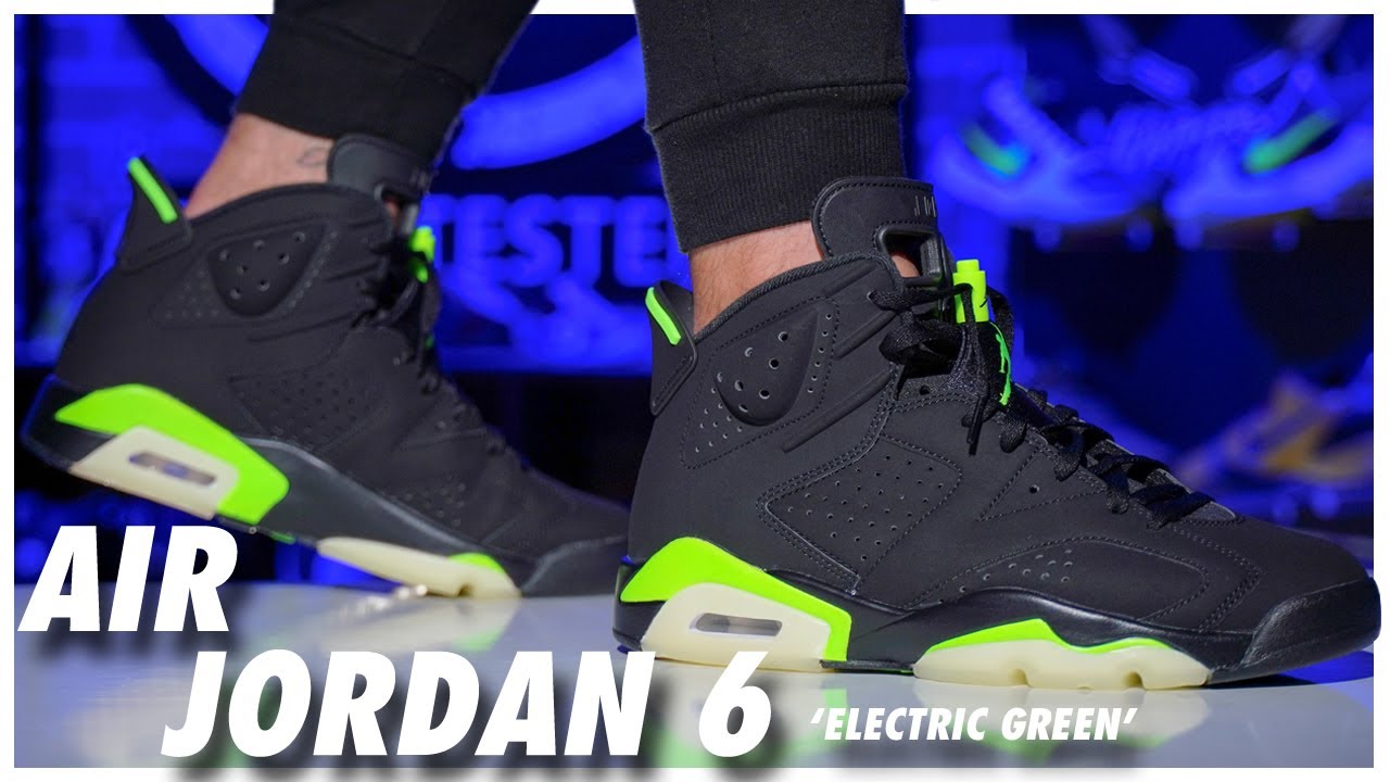 black and electric green jordan 6