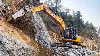 Mountain Road Carving: Excavator BREAKS ROCK for Epic Road Construction