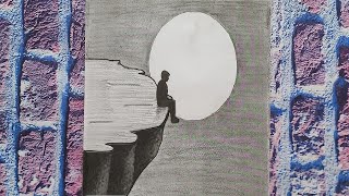 Manzarada Çocuk Çizimi Uçurum Kenarında Insan Çizimi Kolay Manzara Çizimi Manzara Çizimleri