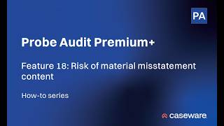 Caseware Probe Audit Premium+ | Feature 18: Risk of material misstatement content