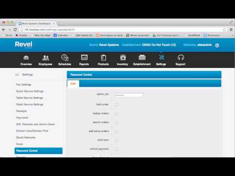 Revel Systems iPad POS Password Controls
