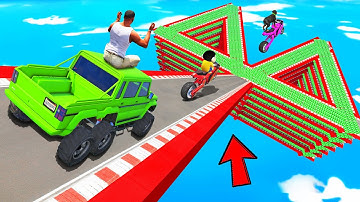 SHINCHAN AND FRANKLIN WENT INTO MULTI LEVEL TRIANGULAR SPEED BOOSTER ROAD PARKOUR CHALLENGE GTA 5