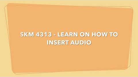 SKM 4313 - LEARN ON HOW TO INSERT AUDIO