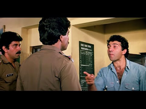 पुलिस स्टेशन में सनी देओल ने पुलिस वाले को दी धमकी - #sunnydeol #amrishpuri जबरदस्त सीन - घायल