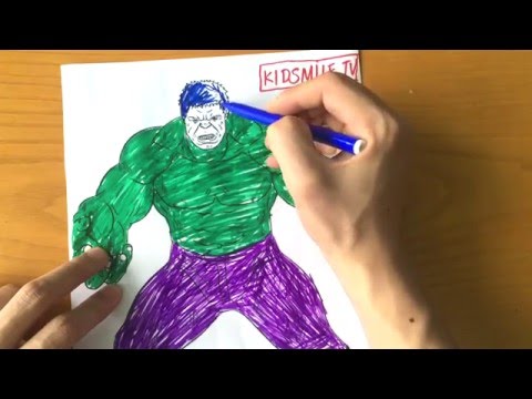 tô màu cho bé đồ chơi người khổng lồ xanh Coloring Pages For Kids Hulk toy @KidsmileTV